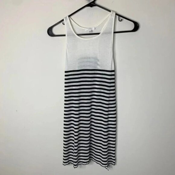 Aritzia Wilfred Tank Top Striped Racerback Side Split Hem White Black Size XS - Picture 5 of 11